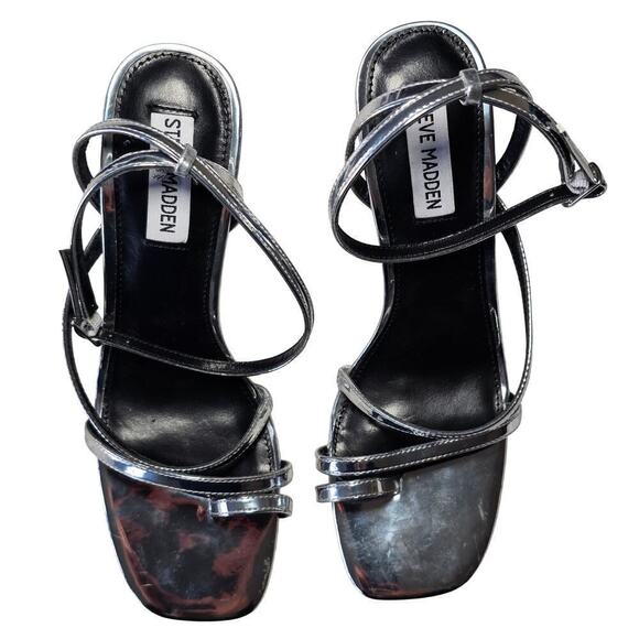 Steve Madden Silver Sandals Size 9.5 - Picture 1 of 5